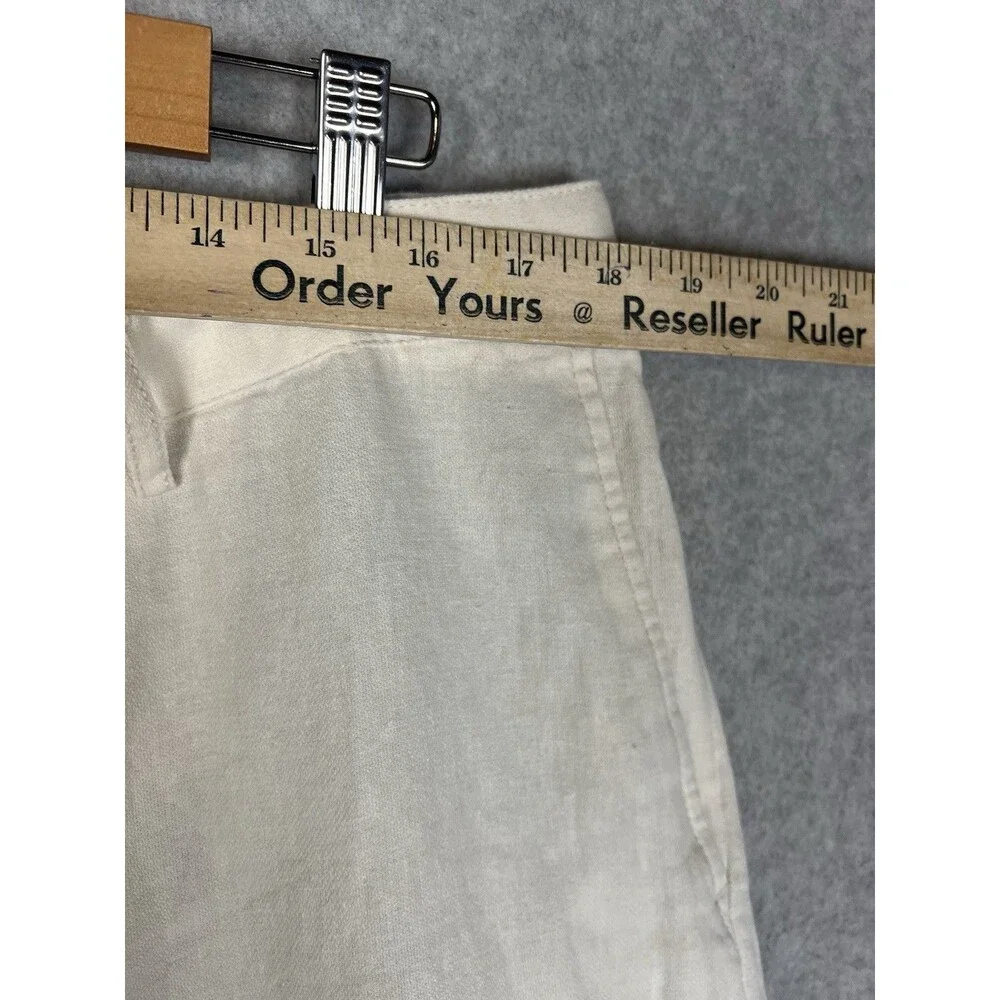 NWT Banana Republic Linen Blend Men 38x30 Ivory Slim Straight Trouser Dress Pant